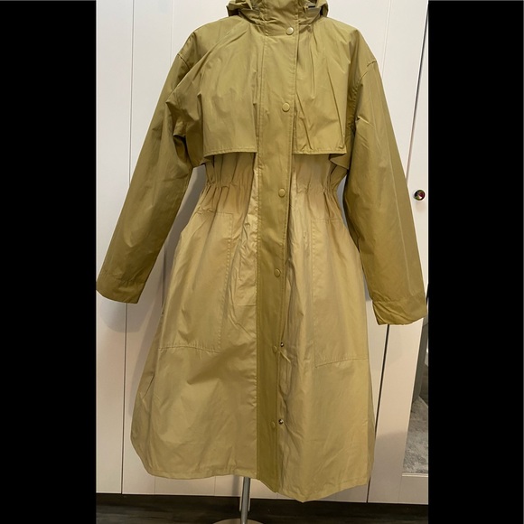 Tan Hooded Raincoat Trench Coat 